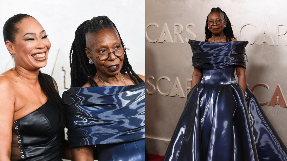 Alex Martin and Whoopi Goldberg in christian siriano dress at the 2025 Oscars.