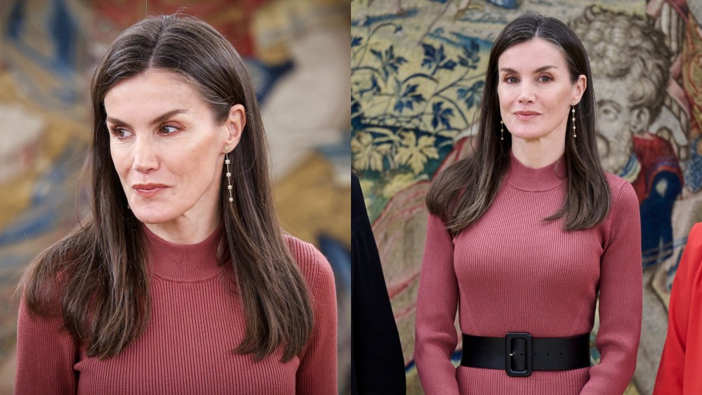 Queen Letizia of Spain at a royal engagement at Zarzuela Palace.