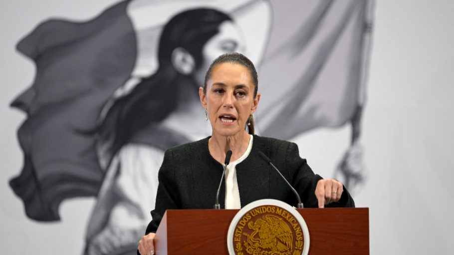 Mexico's President Claudia Sheinbaum speaks during her daily press conference at the National Palace in Mexico City on March 6.