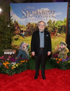 LOS ANGELES, CALIFORNIA - MARCH 15: Andy Grotelueschen joins Sneezy & Sleepy at the Allegra activation on the red carpet for Disney's "Snow White" premiere at El Capitan Theatre on March 15, 2025 in Hollywood, California. The Allegra activation asks what Sneezy and Sleepy would be like if they weren't sneezy or sleepy. (Photo by Phillip Faraone/Getty Images for Allegra)