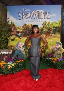 LOS ANGELES, CALIFORNIA - MARCH 15: Dujonna Gift joins Sneezy & Sleepy at the Allegra activation on the red carpet for Disney's "Snow White" premiere at El Capitan Theatre on March 15, 2025 in Hollywood, California. The Allegra activation asks what Sneezy and Sleepy would be like if they weren't sneezy or sleepy. (Photo by Phillip Faraone/Getty Images for Allegra)