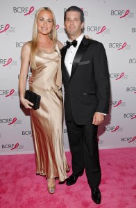 NEW YORK, NY - APRIL 30:  Vanessa Trump and Donald Trump, Jr. are seen during the The Breast Cancer Research Foundation 2015 Pink Carpet Party at The Waldorf-Astoria on April 30, 2015 in New York City.  (Photo by Brian Ach/Getty Images)