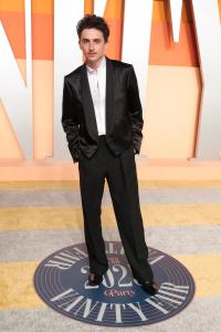 Timothée Chalamet at the 2025 Vanity Fair Oscar Party Hosted By Radhika Jones held at Wallis Annenberg Center for the Performing Arts on March 02, 2025 in Beverly Hills, California.