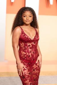 Halle Bailey at the 2025 Vanity Fair Oscar Party Hosted By Radhika Jones held at Wallis Annenberg Center for the Performing Arts on March 02, 2025 in Beverly Hills, California.