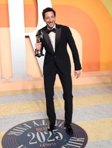 Adrien Brody at the 2025 Vanity Fair Oscar Party Hosted By Radhika Jones held at Wallis Annenberg Center for the Performing Arts on March 02, 2025 in Beverly Hills, California.