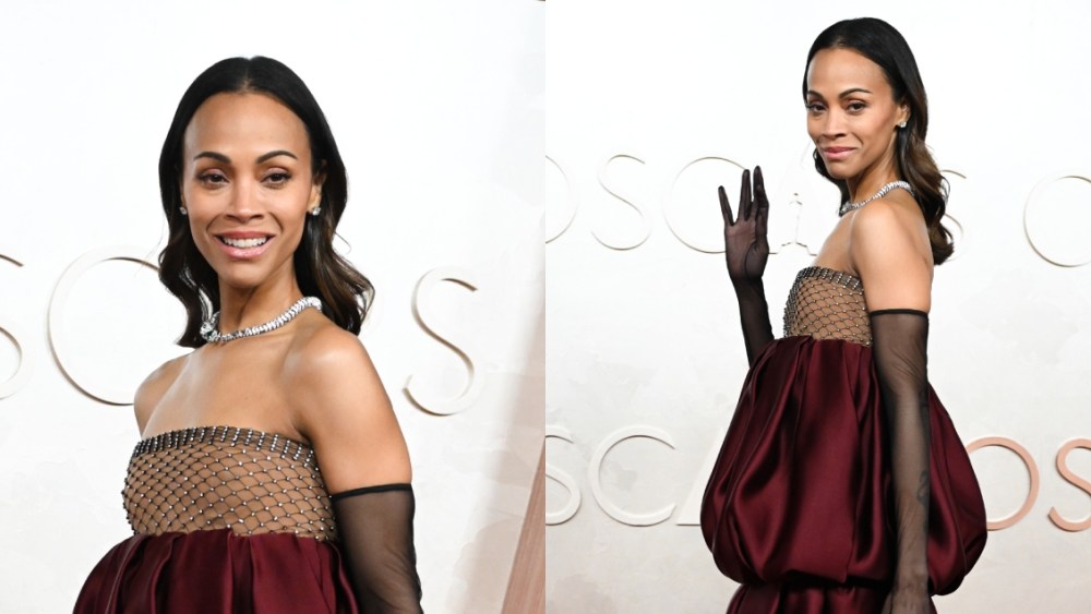 Zoe Saldaña, red carpet, Oscars, 2025, Academy Awards, Emilia Perez, Saint Laurent, Petra Flannery