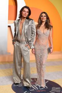 BEVERLY HILLS, CALIFORNIA - MARCH 02: (L-R) Damian Hurley and Elizabeth Hurley attend the 2025 Vanity Fair Oscar Party Hosted By Radhika Jones at Wallis Annenberg Center for the Performing Arts on March 02, 2025 in Beverly Hills, California. (Photo by Leon Bennett/GA/The Hollywood Reporter via Getty Images)