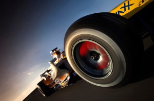 Heikki Kovalainen driving his Renault R27 with an onboard camera in a photo shoot at the Zandvoort circuit in the Netherlands, 2007.