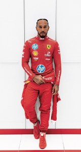 Driver Lewis Hamilton ready for action on his first day at Scuderia Ferrari in Maranello, Italy, January 2025.