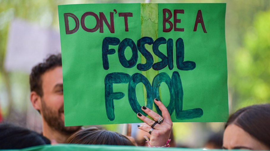 A protester holds a placard during the demonstration. Climate activists held a demonstration organized by Fridays For Future as part of the Global Climate Strike calling for action against climate change.