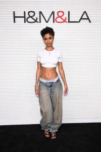 Tyla at H&M&LA Event at Ace Mission Studios on April 09, 2025 in Los Angeles, California.