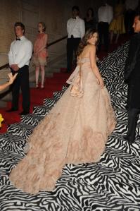 Elizabeth Hurley attends the Metropolitan Museum of Art's 2009 Costume Institute gala. Hurley wears Elie Saab Couture and Van Cleef & Arpels.