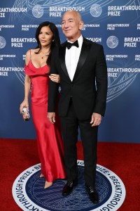 Lauren Sánchez, Jeff Bezos at The 11th Breakthrough Prize Ceremony held at Barker Hanger on April 05, 2025 in Santa Monica, California.