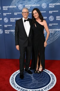 Bill Gates, Paula Hurd at The 11th Breakthrough Prize Ceremony held at Barker Hanger on April 05, 2025 in Santa Monica, California.