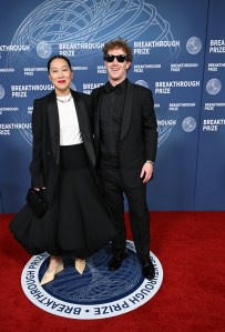 Priscilla Chan, Mark Zuckerberg at The 11th Breakthrough Prize Ceremony held at Barker Hanger on April 05, 2025 in Santa Monica, California.