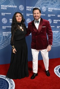 Salma Hayek, Édgar Ramírez at The 11th Breakthrough Prize Ceremony held at Barker Hanger on April 05, 2025 in Santa Monica, California.