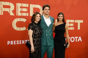 GREEN BAY, WISCONSIN - APRIL 24: Offensive Tackle Will Campbell of LSU arrives with Holly Campbell and Ashlynn Nussmeier prior to the 2025 NFL Draft at Lambeau Field on April 24, 2025 in Green Bay, Wisconsin.  (Photo by Michael Reaves/Getty Images)