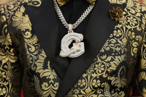 GREEN BAY, WISCONSIN - APRIL 24: A detailed view of the chain of Wide Receiver Matthew Golden of Texas prior to the 2025 NFL Draft at Lambeau Field on April 24, 2025 in Green Bay, Wisconsin.  (Photo by Michael Reaves/Getty Images)