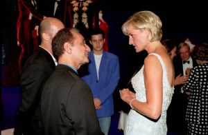 LONDON, UNITED KINGDOM - MAY 31:  Diana, Princess Of Wales talks with Dress Designer David Sassoon at a Private Viewing And Reception At Christies Of Dresses Worn By The Princess Of Wales That Are For Auction In Aid Of The Aids Crisis Trust And The Royal Marsden Hospital Cancer Fund.  (Photo by Tim Graham Photo Library via Getty Images)