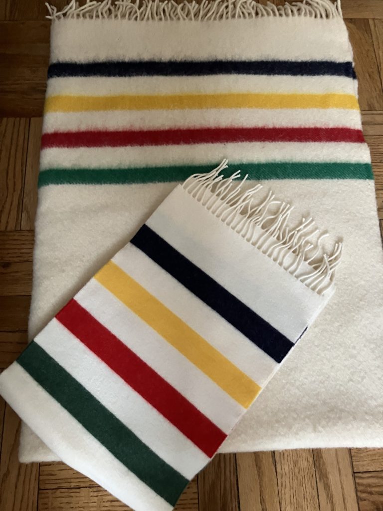 Hudson's Bay signature striped blanket and scarf.