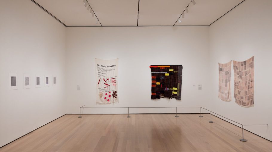 Installation view of "Woven Histories: Textiles and Modern Abstraction," on view at The Museum of Modern Art, New York, from April 20 through September 13.