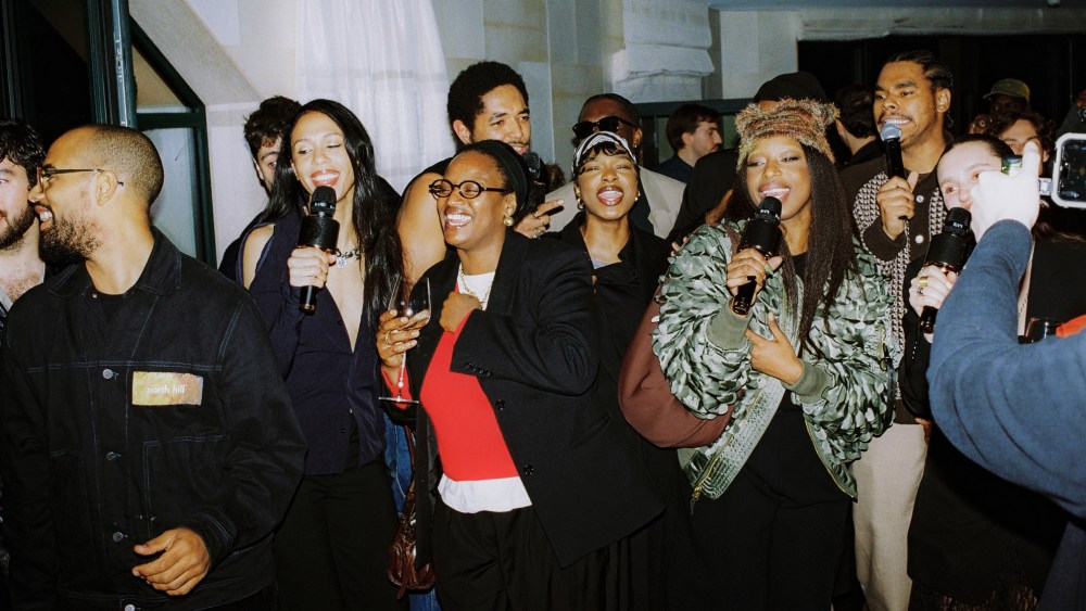Stephy Galvani, Loïcka Grace, Andy4000 and Pablo Attal at the Moët & Chandon karaoke party, hosted by Pharrell Williams.