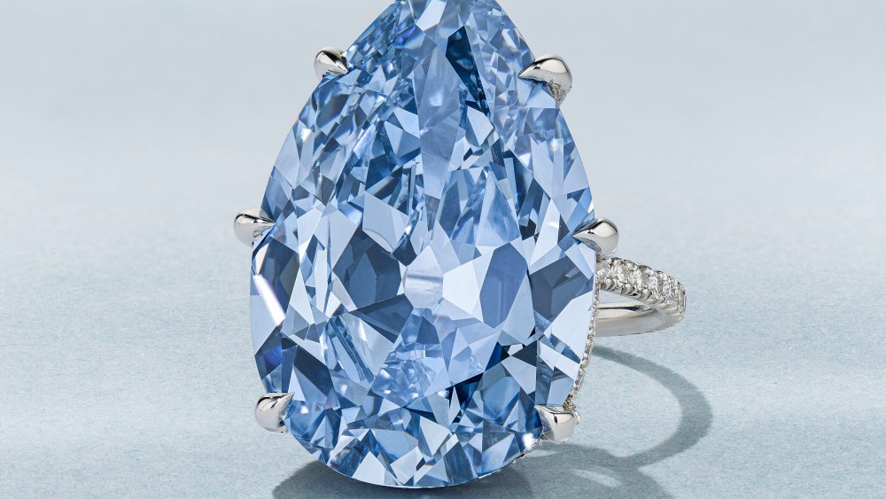 The Golconda Blue pear-shaped diamond will be auctioned at Christie's on May 14.