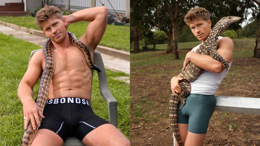 steve irwin son Robert Irwin wearing Bonds underwear, modeling