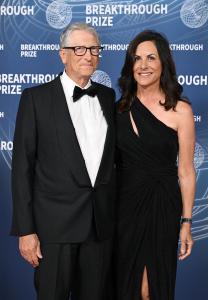 Bill Gates, Paula Hurd at The 11th Breakthrough Prize Ceremony held at Barker Hanger on April 05, 2025 in Santa Monica, California.
