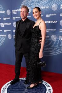 Jaron Varsano, Gal Gadot at The 11th Breakthrough Prize Ceremony held at Barker Hanger on April 05, 2025 in Santa Monica, California.