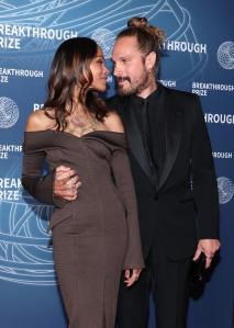 Zoe Saldana, Marco Perego-Saldaña at The 11th Breakthrough Prize Ceremony held at Barker Hanger on April 05, 2025 in Santa Monica, California.