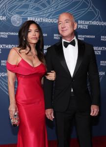 Lauren Sánchez, Jeff Bezos at The 11th Breakthrough Prize Ceremony held at Barker Hanger on April 05, 2025 in Santa Monica, California.