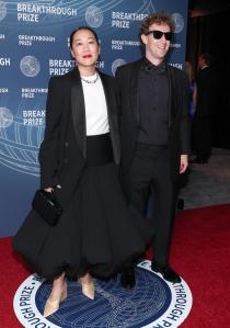 Priscilla Chan, Mark Zuckerberg at The 11th Breakthrough Prize Ceremony held at Barker Hanger on April 05, 2025 in Santa Monica, California.