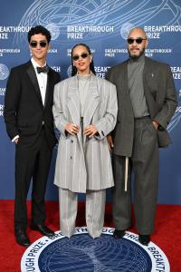 Taj Gillin, Alicia Keys, Swizz Beatz at The 11th Breakthrough Prize Ceremony held at Barker Hanger on April 05, 2025 in Santa Monica, California.