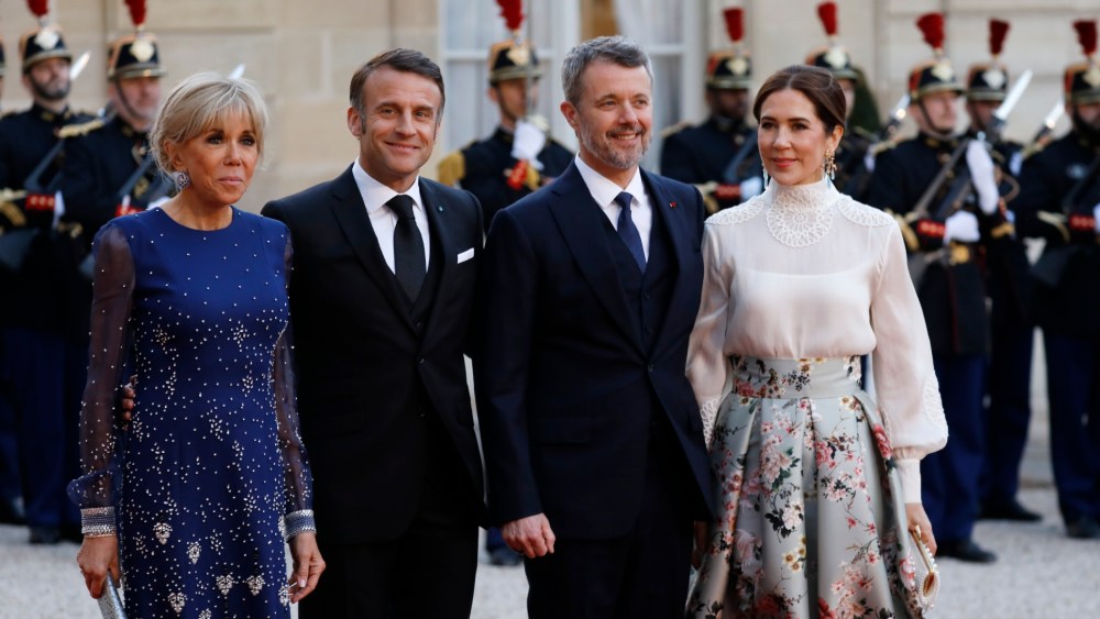 Brigitte Macron, President Emmanuel Macron, King Frederik X and Queen Mary of Denmark at the state banquet in Paris during the Danish royal's state visit to France.