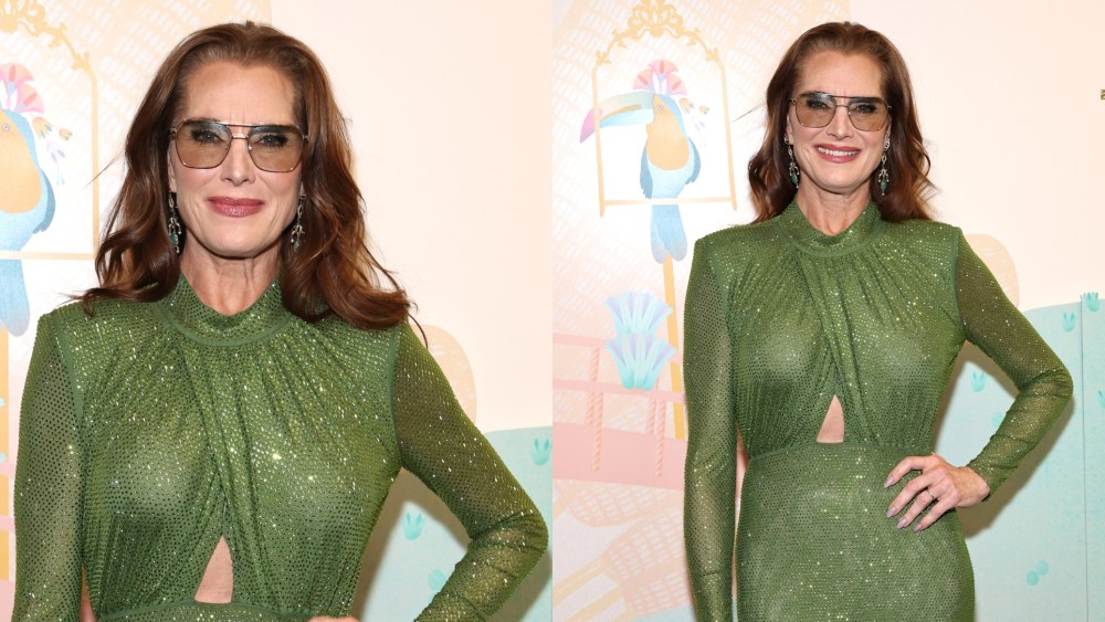 Brooke Shields wears a green dress for the 2025 Tribeca Ball.