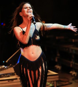 INDIO, CALIFORNIA - APRIL 13: (FOR EDITORIAL USE ONLY) Maren Morris performs with Zedd at the Outdoor Theatre during the 2025 Coachella Valley Music and Arts Festival at Empire Polo Club on April 13, 2025 in Indio, California. (Photo by Kevin Mazur/Getty Images for Coachella)