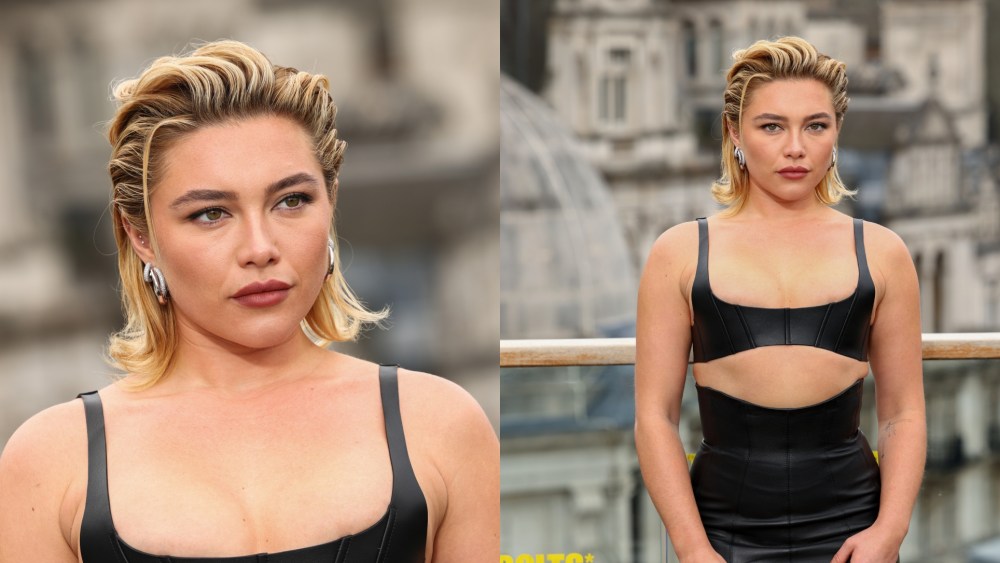 Florence Pugh wears Francesco Murano for the "Thunderbolts*" London photo call.