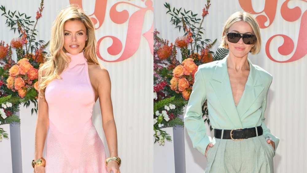 Brooks Nader wears Alaïa, alongside Julianne Hough at Hulu's Get Real House event.