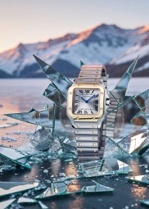 Cartier Santos de Cartier, small model, in 18-karat yellow gold and steel.