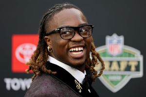 GREEN BAY, WISCONSIN - APRIL 24: Running Back Ashton Jeanty of Boise State arrives prior to the 2025 NFL Draft at Lambeau Field on April 24, 2025 in Green Bay, Wisconsin.  (Photo by Michael Reaves/Getty Images)