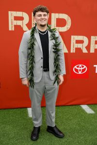 GREEN BAY, WISCONSIN - APRIL 24: Defensive Tackle Mason Graham of Michigan arrives prior to the 2025 NFL Draft at Lambeau Field on April 24, 2025 in Green Bay, Wisconsin.  (Photo by Michael Reaves/Getty Images)
