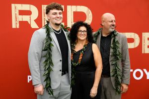 GREEN BAY, WISCONSIN - APRIL 24: Defensive Tackle Mason Graham of Michigan arrives with Kimberly Graham and Allen Graham prior to the 2025 NFL Draft at Lambeau Field on April 24, 2025 in Green Bay, Wisconsin.  (Photo by Michael Reaves/Getty Images)
