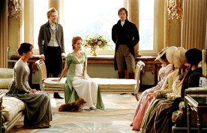 PRIDE AND PREJUDICE, Keira Knightley, Simon Woods, Rosamund Pike, Matthew Macfadyen, 2005, (c) Focus Features/courtesy Everett Collection
