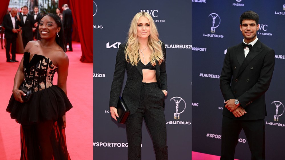 Simone Biles, Lindsey Vonn and Carlos Alcaraz at the Laureus World Sports Awards Madrid 2025 on April 21 in Madrid.