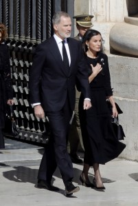 VATICAN CITY - APRIL 26,2025: Spain's King Felipe VI and Spain's Queen Letizia arrive ahead of the late Pope Francis' funeral ceremony at St Peter's Square at The Vatican (Photo credit should read Marco Ravagli/Future Publishing via Getty Images)