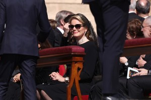 VATICAN CITY, VATICAN - APRIL¬†26: Queen Mathilde of Belgium attends the funeral of Pope Francis in St. Peter‚Äôs Square on April 26, 2025 in Vatican City, Vatican. Pope Francis died on April 21st at the age of 88. Born in Argentina as Jorge Mario Bergoglio, he was the first Latin American and the first Jesuit to become Pope when elected in 2013. Taking the name Francis after St Francis of Assisi, he promoted a more humble version of the papacy than many of his predecessors. He will be buried outside of the Vatican in a simple wooden coffin at the Basilica Santa Maria Maggiore.  (Photo by Franco Origlia/Getty Images)