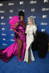 PACOIMA, CALIFORNIA - MARCH 27: (L-R) Kori King and Lydia B Kollins attend "RuPaul's Drag Race" Season 17 Finale Red Carpet on March 27, 2025 in Pacoima, California. (Photo by Gonzalo Marroquin/Getty Images for MTV)