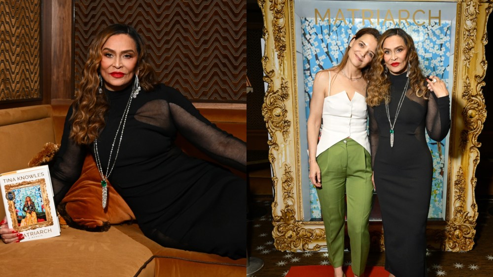 Tina Knowles wears Stella McCartney to her 'Matriarch, a Memoire' book launch in New York City.