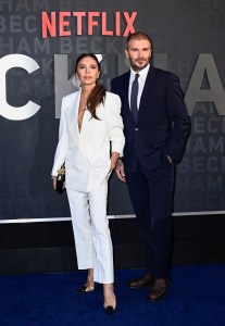 LONDON, ENGLAND - OCTOBER 03: Victoria and David Beckham attend the Netflix 'Beckham' UK Premiere at The Curzon Mayfair on October 03, 2023 in London, England. (Photo by Gareth Cattermole/Getty Images)